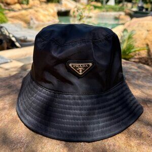 Genuine PRADA black nylon bucket hat display S/M unisex
